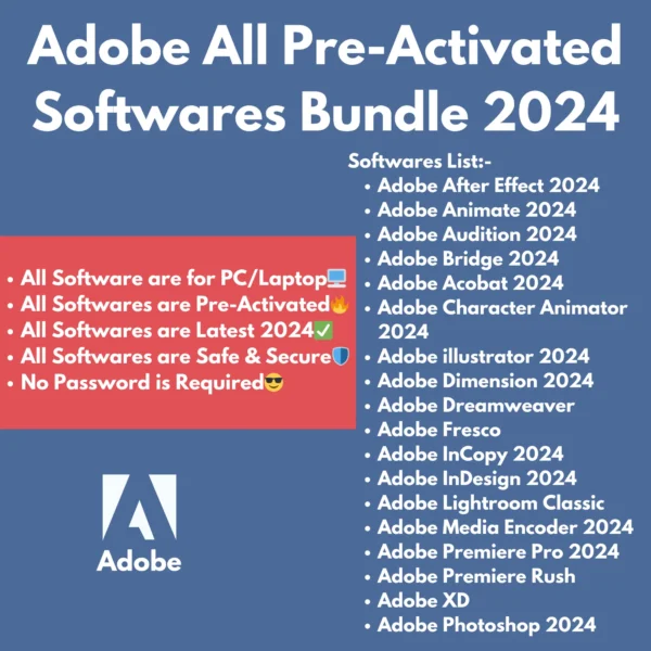 Adobe All Pre-Activated Softwares Bundle 2024